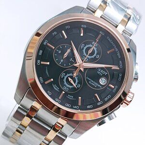 🔥NEW Tissot Couturier Tachymeter Chronograph Rose Gold Bezel Men's Wristwatch